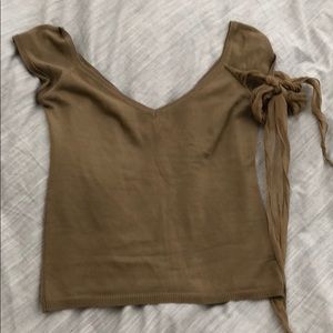 Tan knit top with arm detail